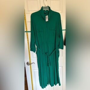 Torrid Lenny tie waist 3Q shirt dress. Emerald green. Torrid size 2 (2X 18-20)